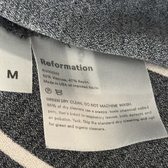 Reformation Annalise Sinatra Stripe Blouse in Black & Ivory - Size Medium - Picture 7 of 8